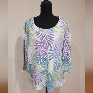 Alfred Dunner Multicolor Leaf Print Tunic